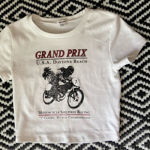 💗Garage - Crop Top - « Grand Prix Daytona » - White - X-Small